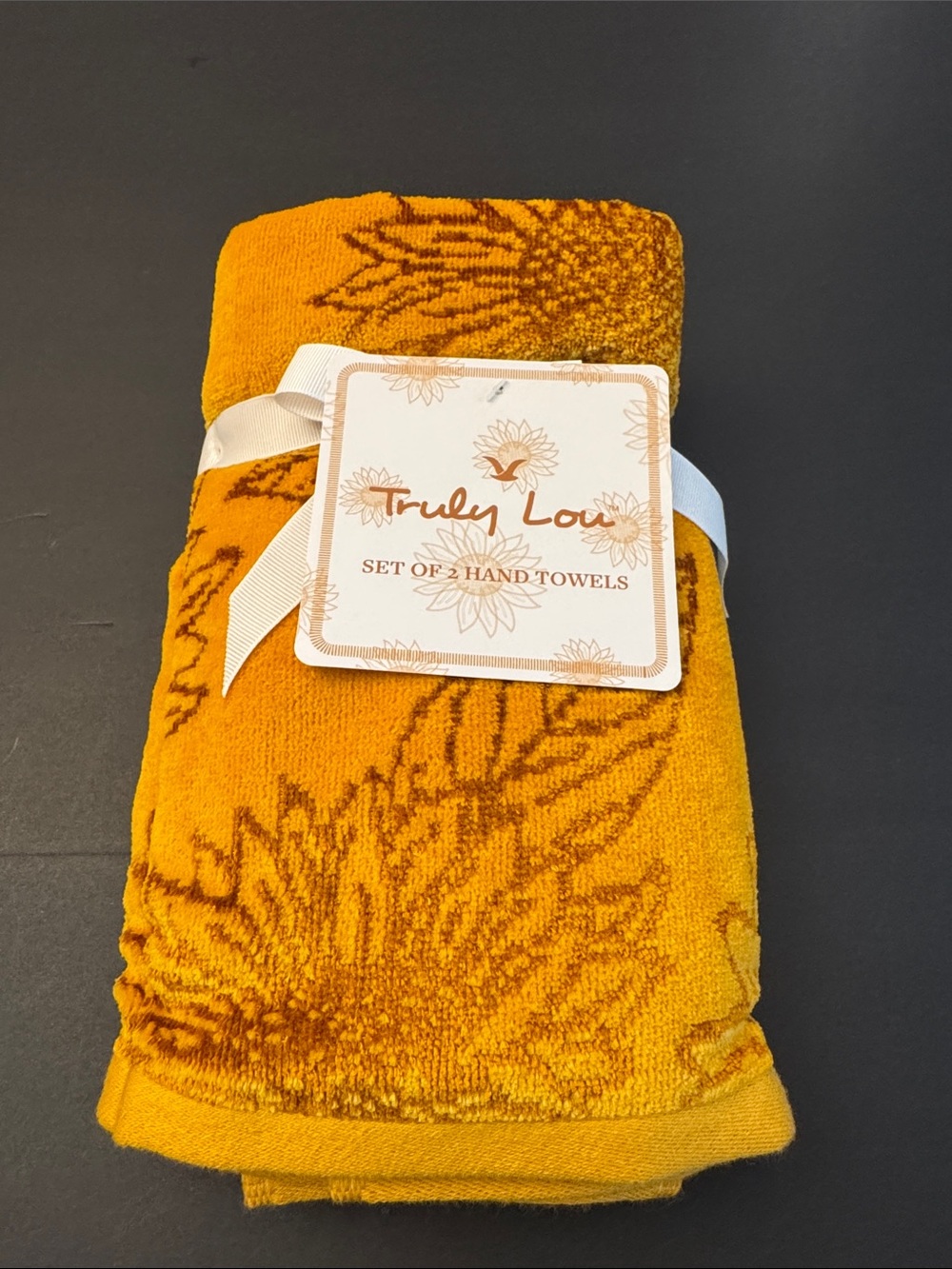 6pc TRULY LOU Sunflower Floral Bath Towel Set - Golden Yellow - Picture 5 of 10